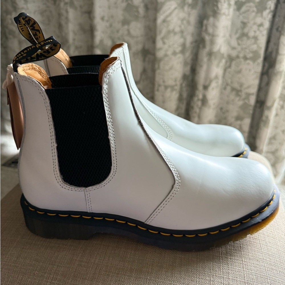 Dr Martins White Leather Chelsea Boots